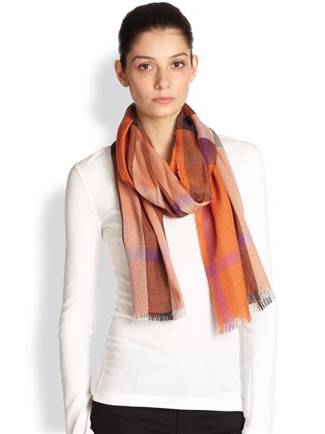 burberry orange silk scarf|authentic Burberry silk scarf.